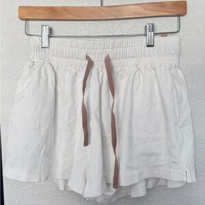 lunya white Lounge Shorts with Rose Drawstring
